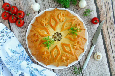 Lean cabbage pie with cabbage