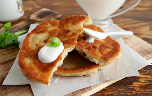 Tortillas with water and flour in a frying pan