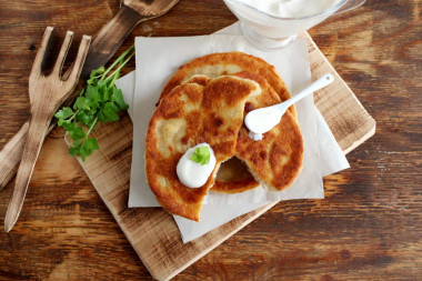 Tortillas with water and flour in a frying pan