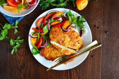 Turkey chops in a frying pan