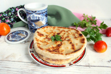 Tortillas with cottage cheese in a frying pan