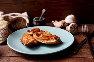 Juicy chicken breasts in a frying pan