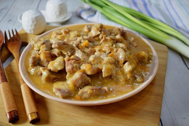 Pork gravy in a frying pan