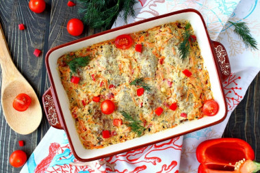 Lazy cabbage rolls in the oven in sour cream sauce