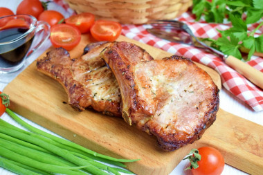 Pork on a bone in the oven