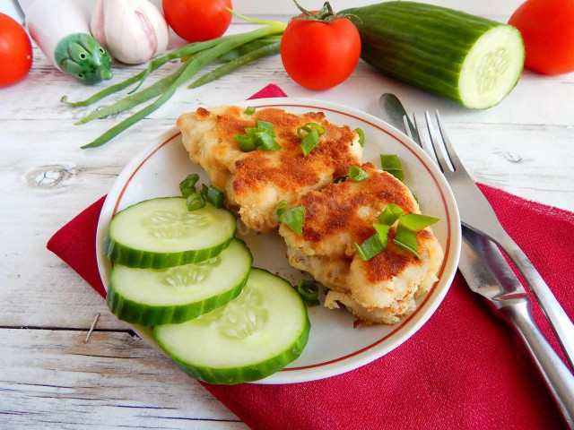 Chicken fillet in breadcrumbs in a frying pan