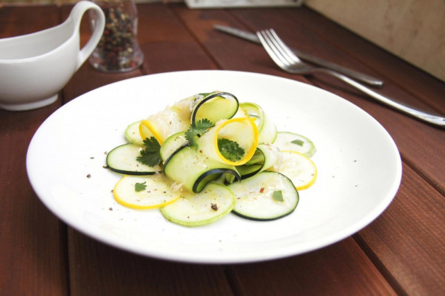 Salad of fresh raw zucchini