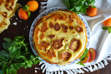 Tortillas with sour cream in a frying pan