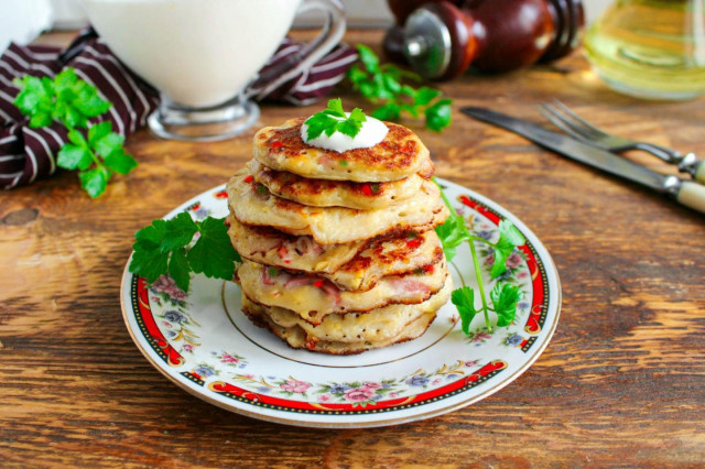 Pancakes pizza on kefir