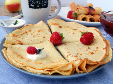 Pancakes made of pancake flour on milk