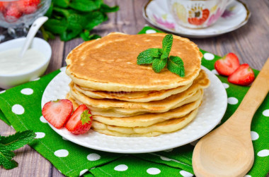 Thick fluffy pancakes with yeast