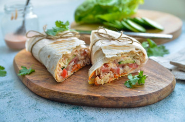 Shawarma in lavash with chicken