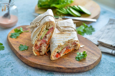 Shawarma in lavash with chicken