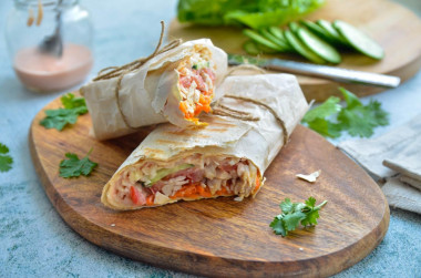 Shawarma in lavash with chicken