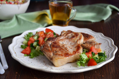 Pork escalopes in a frying pan