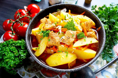 Pork stew with potatoes and vegetables