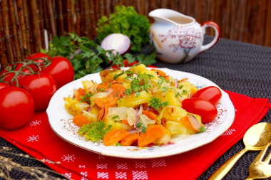 Potatoes cabbage carrots onion stew