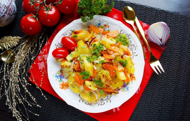 Potatoes cabbage carrots onion stew