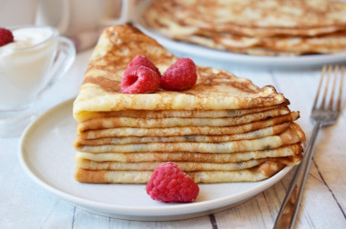 Thin pancakes with sour milk