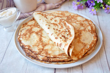 Thin pancakes with sour milk