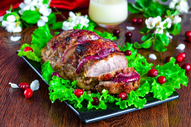 Pork neck baked in the oven