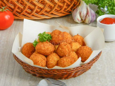 Cheese balls in a frying pan