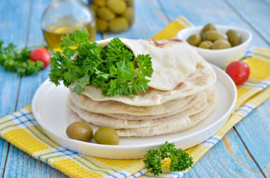 Homemade Pita in a frying pan