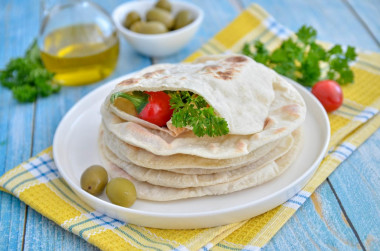 Homemade Pita in a frying pan