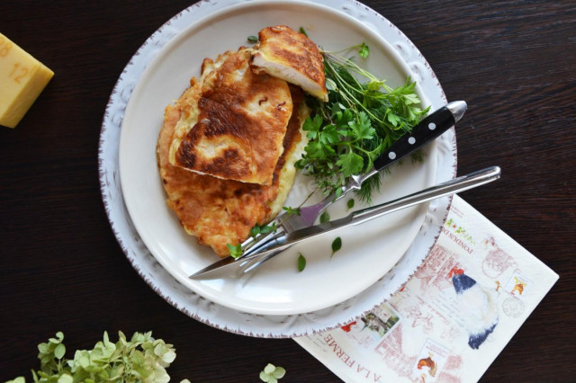 Chicken fillet chops with cheese