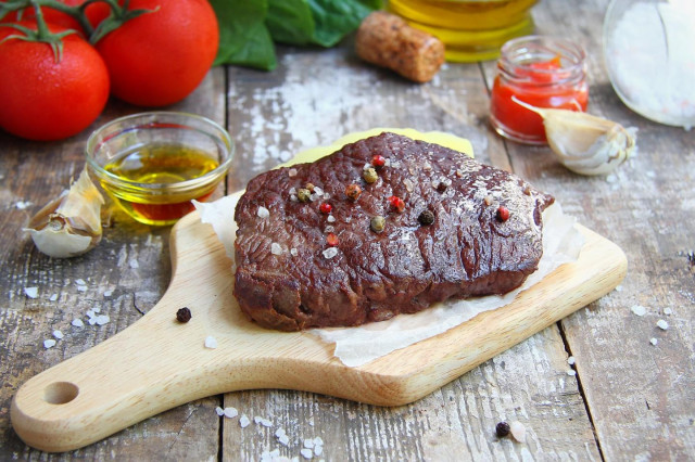 Beef steak in in the oven