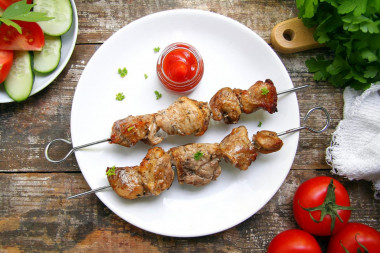 Barbecue in an aerogrill of pork