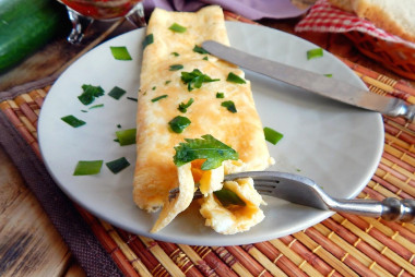 Omelet on water in a frying pan