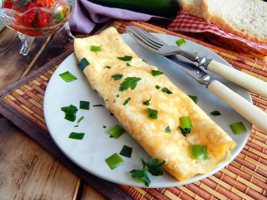 Omelet on water in a frying pan