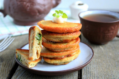 Pancakes with cheese on kefir