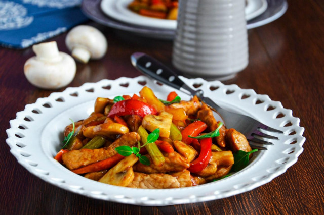 Pork stir fry with vegetables