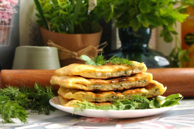 Chepalgash with cottage cheese and herbs