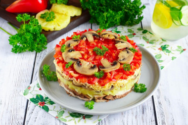 Salad mushrooms pineapple cheese