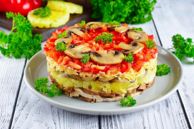 Salad mushrooms pineapple cheese