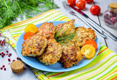 Juicy chicken breast cutlets, chopped