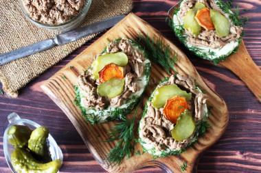 Sandwiches with liver paste for the festive table