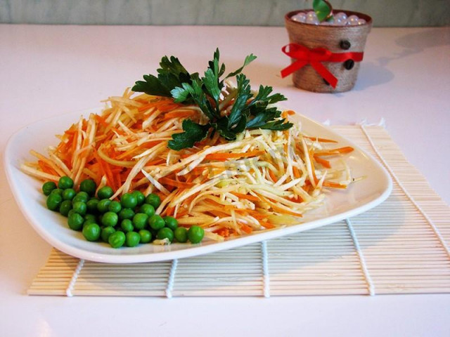 Celery root salad with cucumbers and carrots