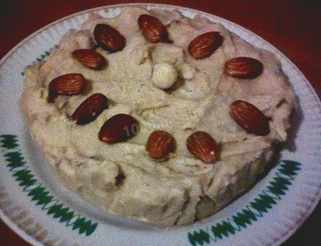 Protein cake with milk and cookies without baking