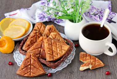 Waffle cookies in a waffle iron