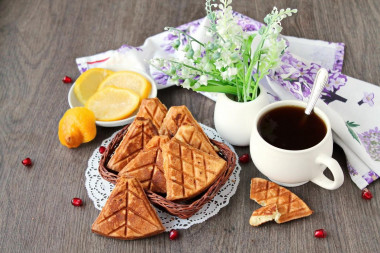 Waffle cookies in a waffle iron