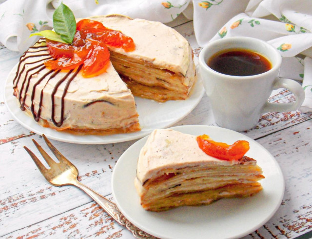 Pancake cake with sour cream