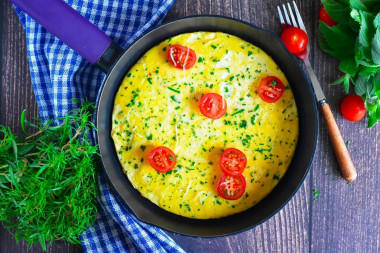 Kefir omelet in a frying pan