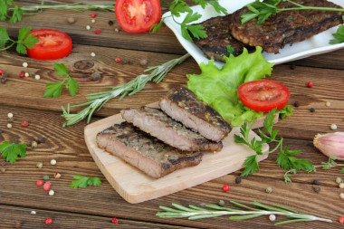 Marbled beef in a frying pan