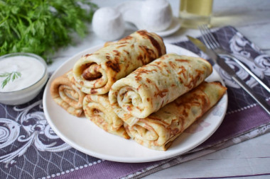 Pancakes with cheese and herbs