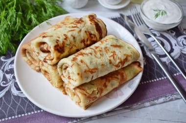 Pancakes with cheese and herbs