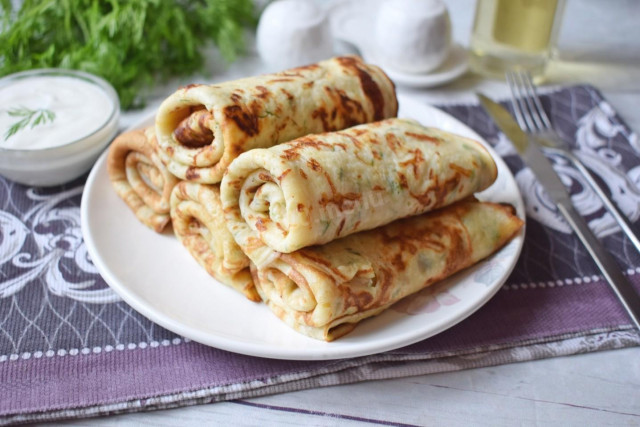 Pancakes with cheese and herbs